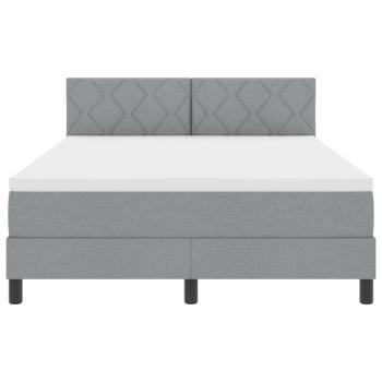 LED Boxspringbett mit Matratze Hellgrau 140x190 cm Stoff