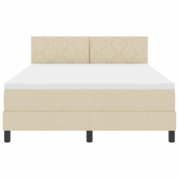 LED Boxspringbett mit Matratze Creme 160x200 cm Stoff