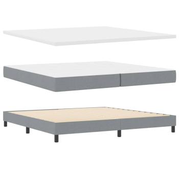 LED Boxspringbett mit Matratze Hellgrau 200x200 cm Stoff