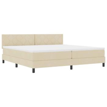ARDEBO.de - LED Boxspringbett mit Matratze Creme 200x200 cm Stoff