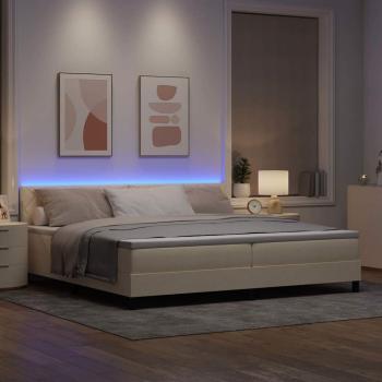 Boxspringbett mit Kissen mit Kopfteil Creme 200 x 200 cm Stoff