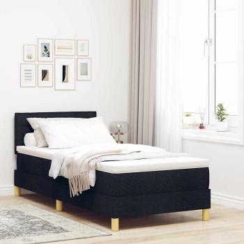 ARDEBO.de - Boxspringbett mit Matratze & LED Schwarz 80x200 cm Stoff