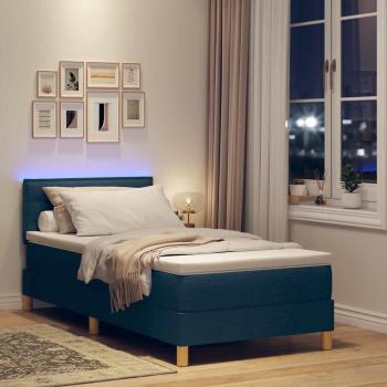 Boxspringbett mit Matratze & LED Blau 80x200 cm Stoff