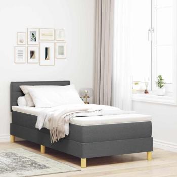 ARDEBO.de - Boxspringbett mit Matratze & LED Dunkelgrau 90x190 cm Stoff