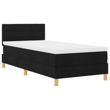LED Boxspringbett mit Matratze Schwarz 90x200 cm Stoff