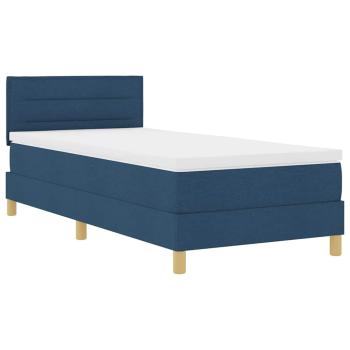 LED Boxspringbett mit Matratze Blau 90x200 cm Stoff