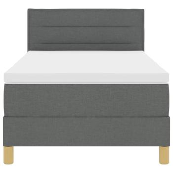 LED Boxspringbett mit Matratze Dunkelgrau 100x200 cm Stoff