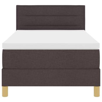 LED Boxspringbett mit Matratze Dunkelbraun 100x200 cm Stoff