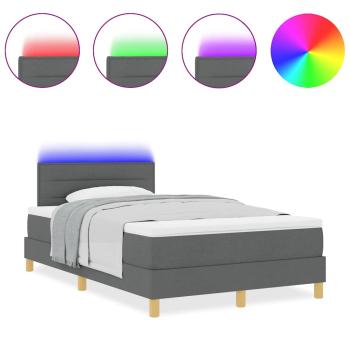 LED Boxspringbett mit Matratze Dunkelgrau 120x200 cm Stoff