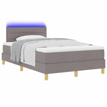 ARDEBO.de - LED Boxspringbett mit Matratze Taupe 120x200 cm Stoff