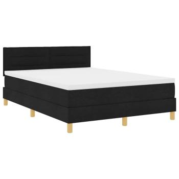 LED Boxspringbett mit Matratze Schwarz 140x200 cm Stoff