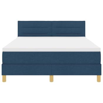 LED Boxspringbett mit Matratze Blau 140x200 cm Stoff