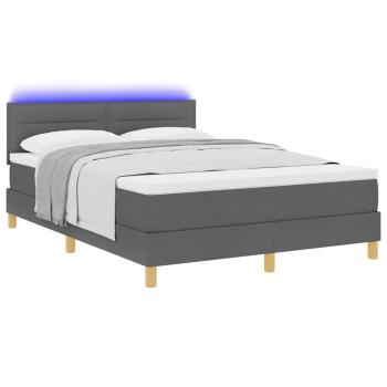 LED Boxspringbett mit Kopfteil Dunkelgrau 160 x 200 cm Stoff