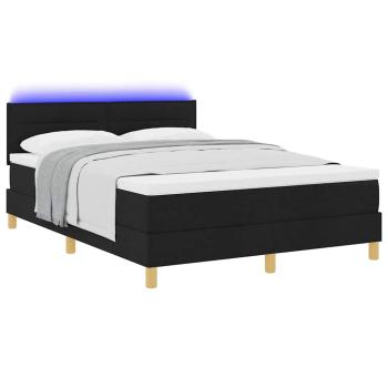 LED Boxspringbett mit Matratze Schwarz 160x200 cm Stoff