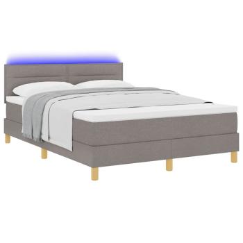 LED Boxspringbett mit Matratze Taupe 160x200 cm Stoff