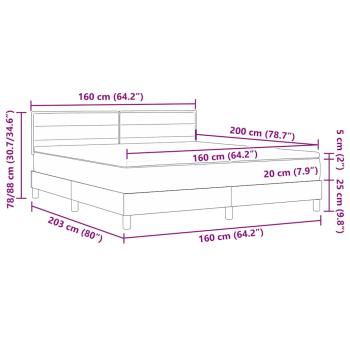 Boxspringbett mit Matratze & LED Blau 160x200 cm Stoff