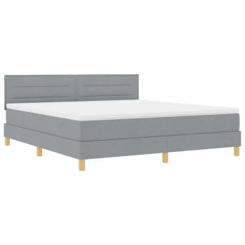 ARDEBO.de - LED Boxspringbett mit Matratze Hellgrau 180x200 cm Stoff