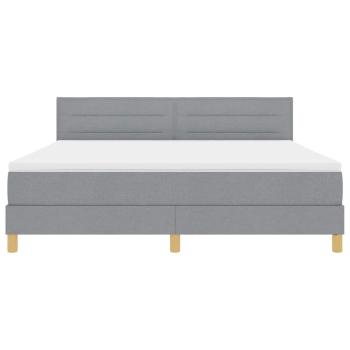 LED Boxspringbett mit Matratze Hellgrau 180x200 cm Stoff