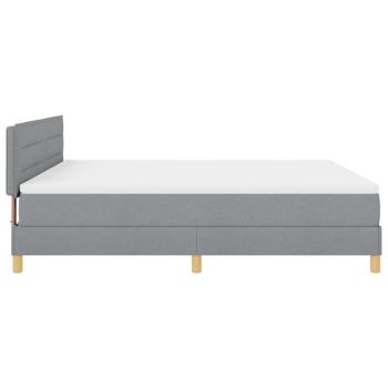 LED Boxspringbett mit Matratze Hellgrau 180x200 cm Stoff