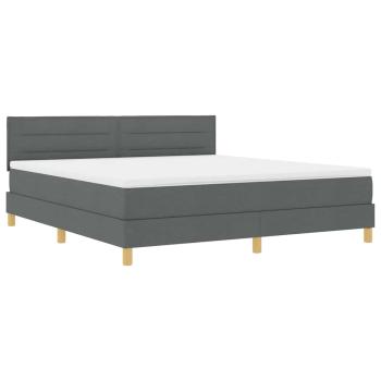 ARDEBO.de - Boxspringbett mit Matratze & LED Dunkelgrau 180x200 cm Stoff