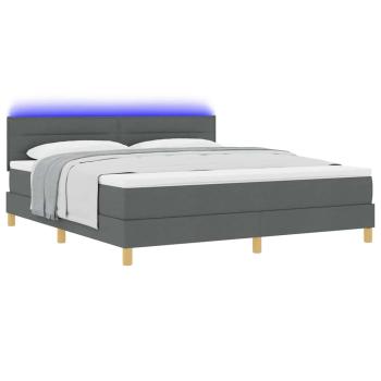 Boxspringbett mit Matratze & LED Dunkelgrau 180x200 cm Stoff