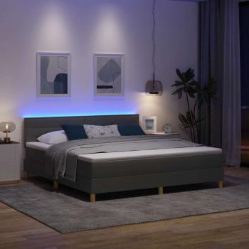 Boxspringbett mit Matratze & LED Dunkelgrau 180x200 cm Stoff