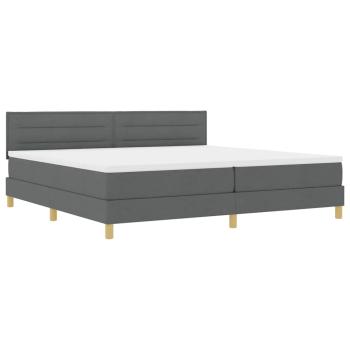 ARDEBO.de - LED Boxspringbett mit Matratze Dunkelgrau 200x200 cm Stoff