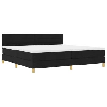 LED Boxspringbett mit Matratze Schwarz 200x200 cm Stoff