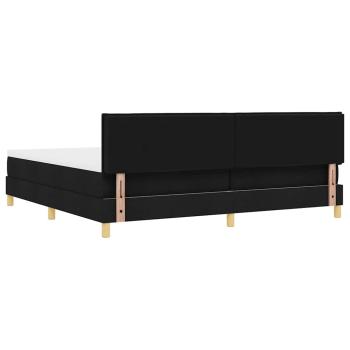 LED Boxspringbett mit Matratze Schwarz 200x200 cm Stoff