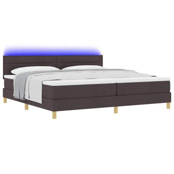 LED Boxspringbett mit Matratze Dunkelbraun 200x200 cm Stoff