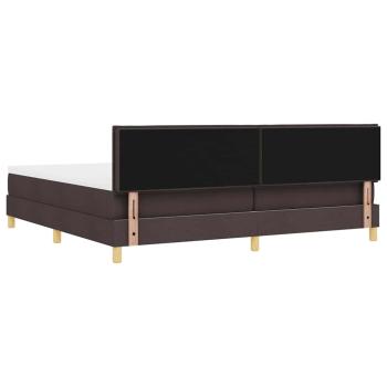 LED Boxspringbett mit Matratze Dunkelbraun 200x200 cm Stoff