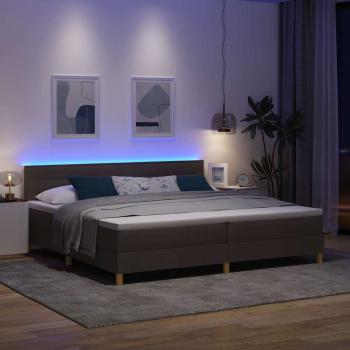 LED Boxspringbett mit Matratze Dunkelbraun 200x200 cm Stoff