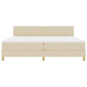 LED Boxspringbett mit Matratze Creme 200x200 cm Stoff
