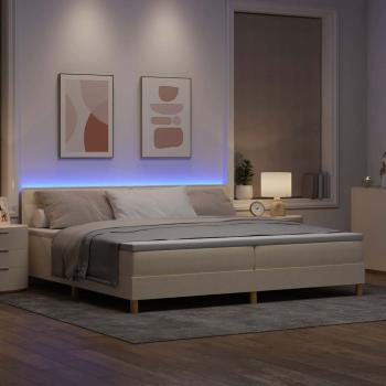 LED Boxspringbett mit Matratze Creme 200x200 cm Stoff