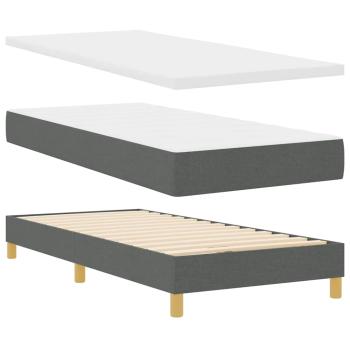 LED Boxspringbett mit Matratze Dunkelgrau 90x200 cm Stoff