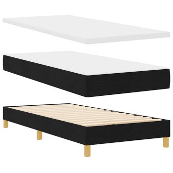 LED Boxspringbett mit Matratze Schwarz 90x200 cm Stoff