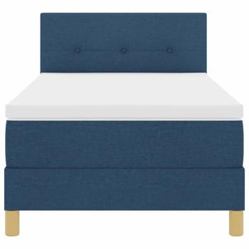 LED Boxspringbett mit Matratze Blau 90x200 cm Stoff
