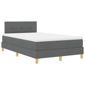 LED Boxspringbett mit Matratze Dunkelgrau 120x200 cm Stoff