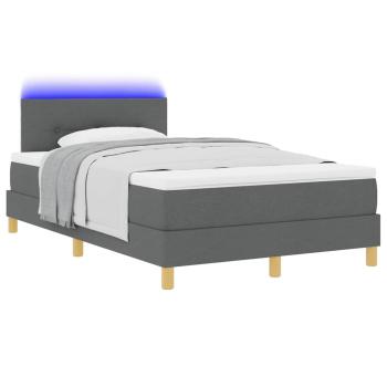 LED Boxspringbett mit Matratze Dunkelgrau 120x200 cm Stoff