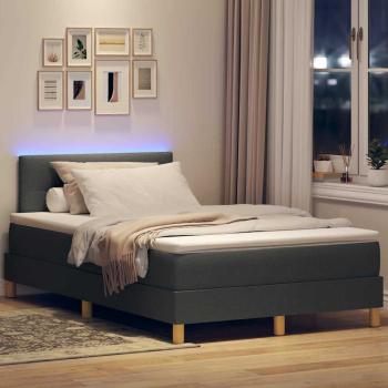 LED Boxspringbett mit Matratze Dunkelgrau 120x200 cm Stoff