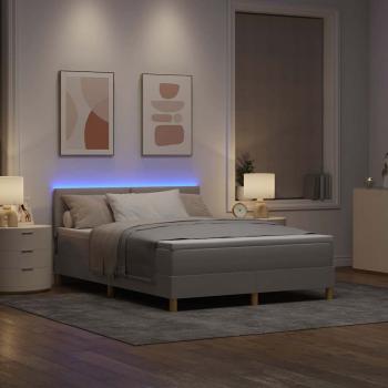 LED Boxspringbett mit LED-Lichtleisten Taupe 140 x 200 cm Stoff