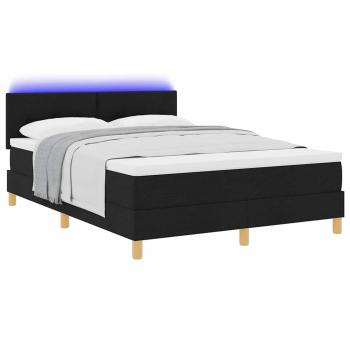 ARDEBO.de - LED Boxspringbett mit Matratze Schwarz 160x200 cm Stoff