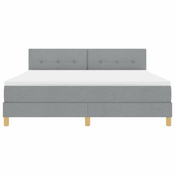 LED Boxspringbett mit Matratze Hellgrau 180x200 cm Stoff