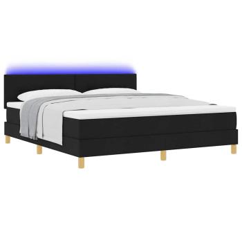 LED Boxspringbett mit Matratze Schwarz 180x200 cm Stoff
