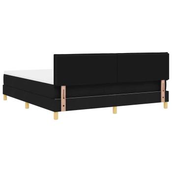LED Boxspringbett mit Matratze Schwarz 180x200 cm Stoff