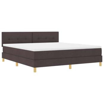 LED Boxspringbett mit Matratze Dunkelbraun 180x200 cm Stoff