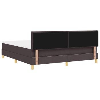 LED Boxspringbett mit Matratze Dunkelbraun 180x200 cm Stoff