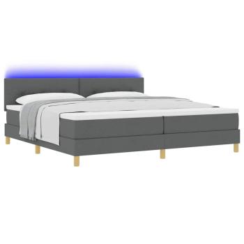 LED Boxspringbett mit Matratze Dunkelgrau 200x200 cm Stoff