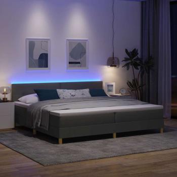 LED Boxspringbett mit Matratze Dunkelgrau 200x200 cm Stoff