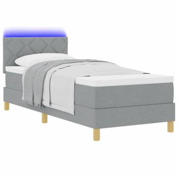 Boxspringbett mit Matratze & LED Hellgrau 80x200 cm Stoff